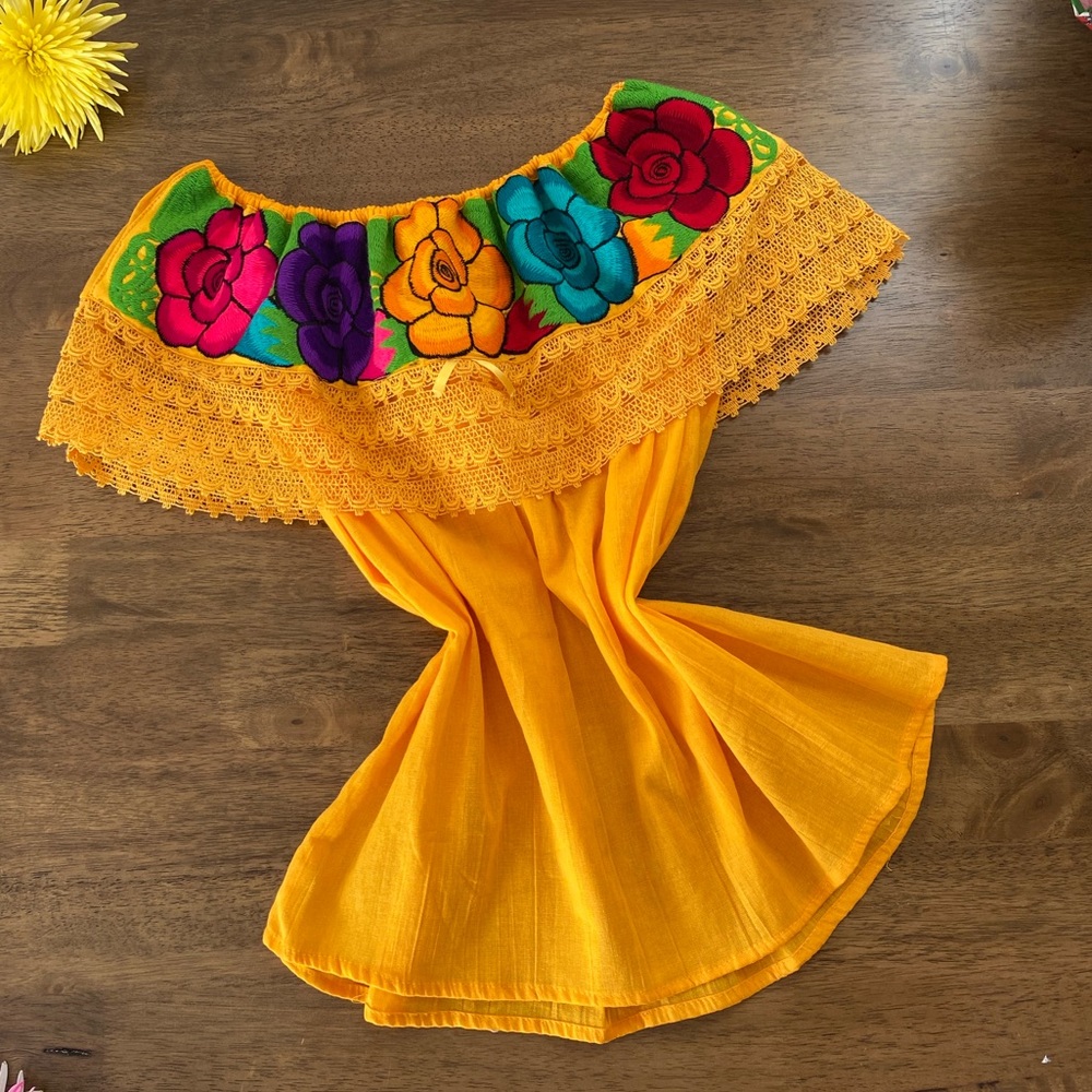Off shoulders hand embroidered blouse